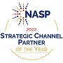 NASP 2022 Strategic Channel Partner of the Year award badge with a colorful starburst graphic.